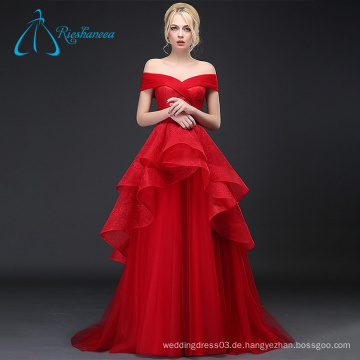 Tulle Lace Pleat Cascading Rüsche Sexy Red Brautkleid